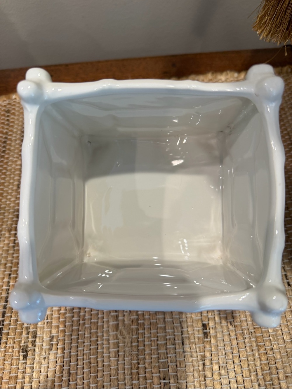 White Ceramic Chinoiserie Bamboo Planter - Picture 3 of 6